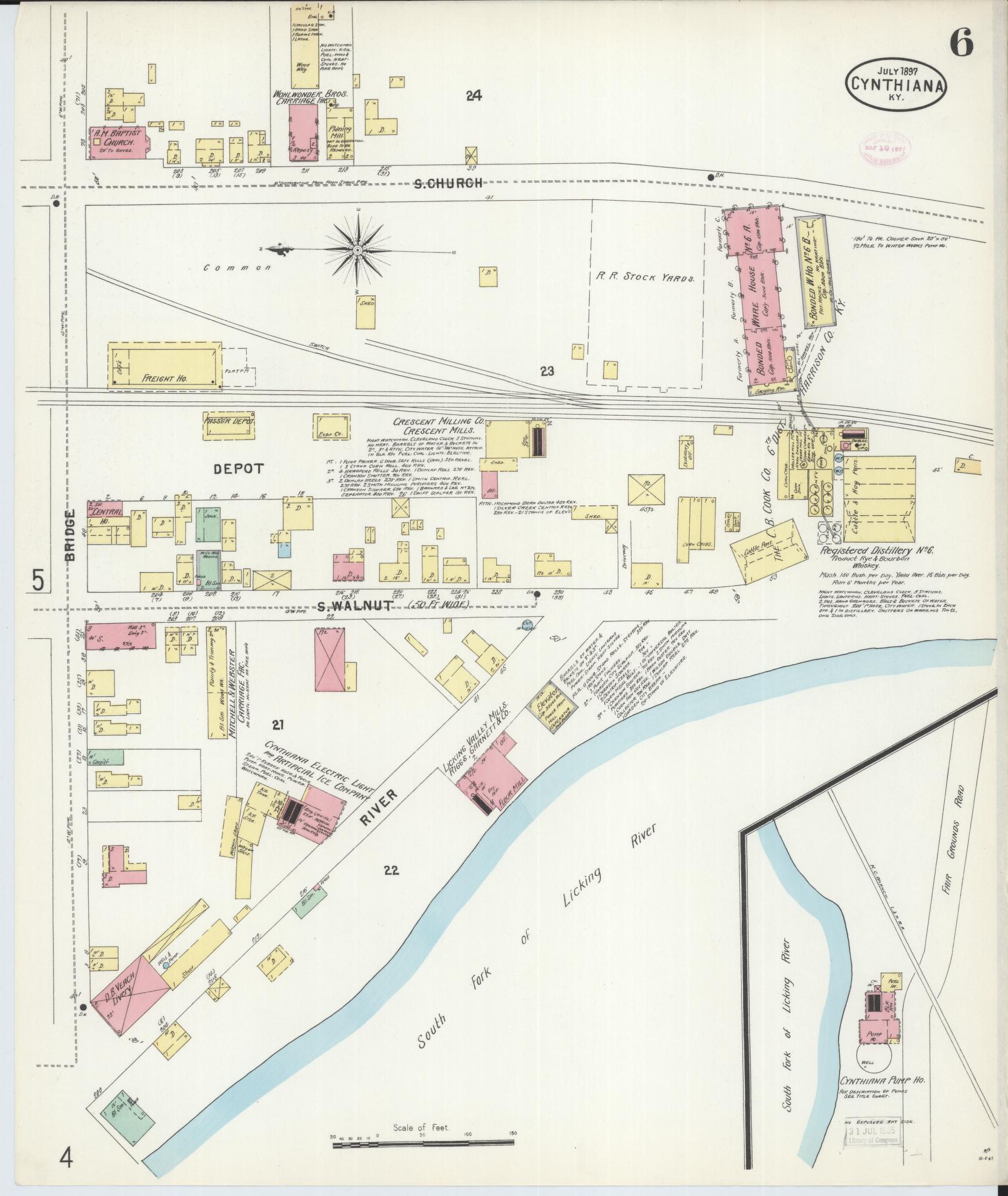 Sanborn Fire Insurance Map from Cynthiana, Harrison County, Kentucky (1897), Sheet #0006 - Complete Map Set gallery image, historic Sanborn map, vintage wall art, Kentucky Kentucky