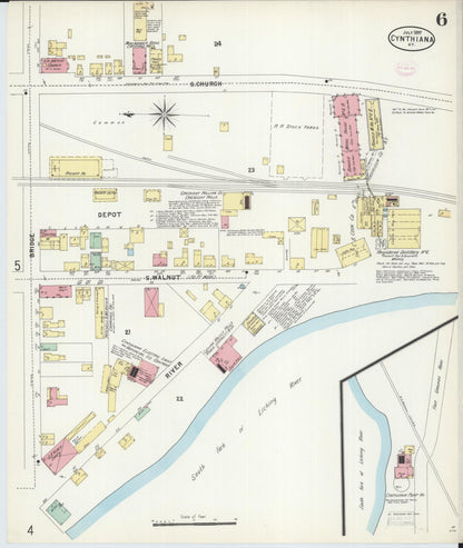 Sanborn Fire Insurance Map from Cynthiana, Harrison County, Kentucky (1897), Sheet #0006 - Complete Map Set gallery image, historic Sanborn map, vintage wall art, Kentucky Kentucky