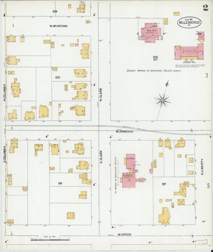 Sanborn Fire Insurance Map from Milledgeville, Baldwin County, Georgia (1901), Sheet #0002 - Complete Map Set gallery image, historic Sanborn map, vintage wall art, Georgia Georgia