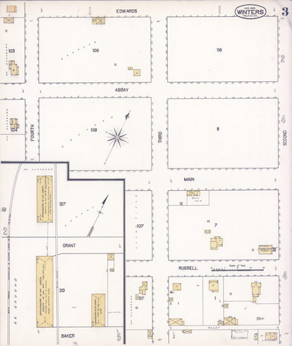 Sanborn Fire Insurance Map from Winters, Yolo County, California (1893), Sheet #0003 - Complete Map Set gallery image, historic Sanborn map, vintage wall art, California California