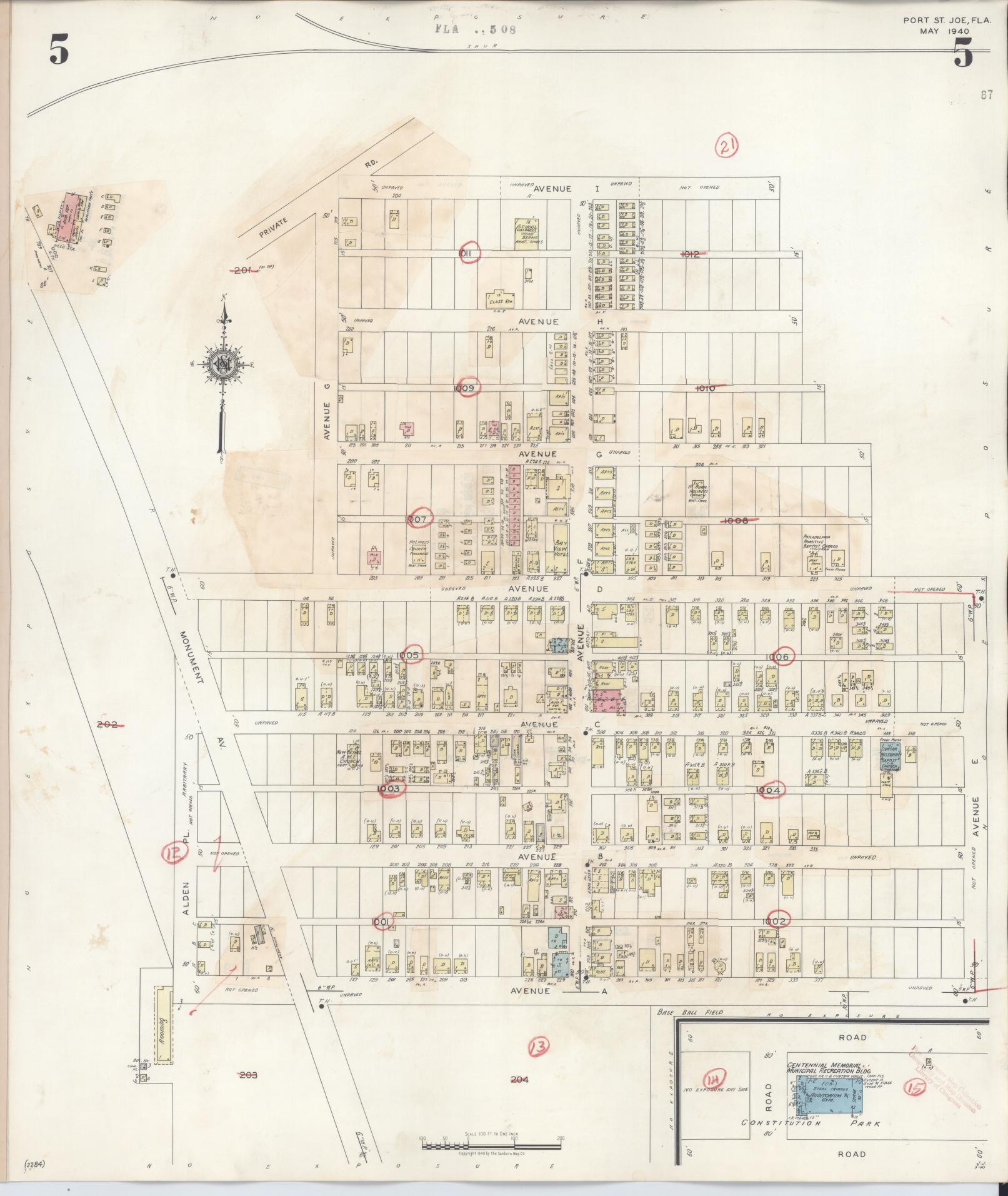 Sanborn Fire Insurance Map from Port Saint Joe, Gulf County, Florida (1945), Sheet #0005 - Complete Map Set gallery image, historic Sanborn map, vintage wall art, Florida Florida