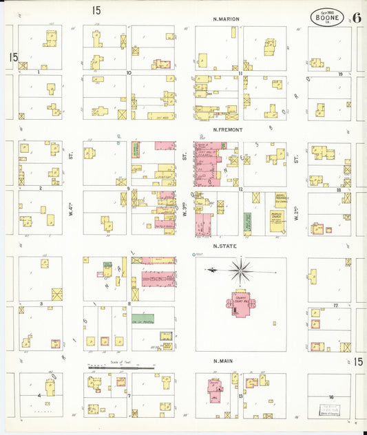 Sanborn Fire Insurance Map from Boone, Boone County, Iowa (1900), Sheet #0006 - Historic Sanborn Fire Insurance Map Print, vintage old map wall art