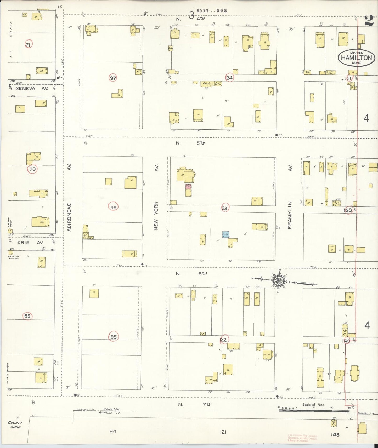 Sanborn Fire Insurance Map from Hamilton, Ravalli County, Montana (1944), Sheet #0002 - Complete Map Set gallery image, historic Sanborn map, vintage wall art, Montana Montana