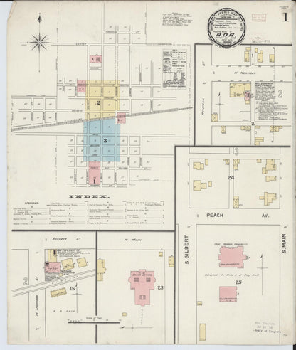 Sanborn Fire Insurance Map from Ada, Hardin County, Ohio (1892), Sheet #0001 - Historic Sanborn Fire Insurance Map Print, vintage old map wall art, antique decor, genealogy gift, Ohio Ohio map