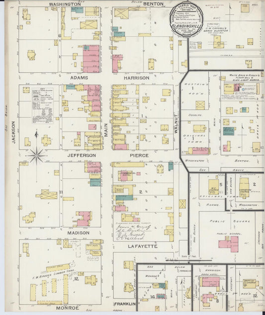 Sanborn Fire Insurance Map from Blandinsville, Mcdonough County, Illinois (1893), Sheet #0001 - Historic Sanborn Fire Insurance Map Print, vintage old map wall art, antique decor, genealogy gift, Illinois Illinois map