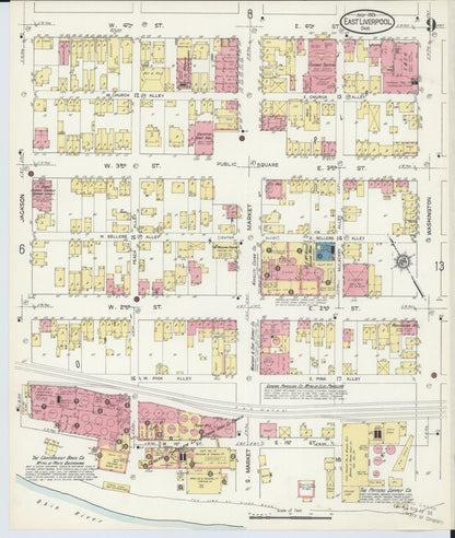 Sanborn Fire Insurance Map from East Liverpool, Columbiana County, Ohio (1913), Sheet #0009 - Historic Sanborn Fire Insurance Map Print, vintage old map wall art, antique decor, genealogy gift, Ohio Ohio map