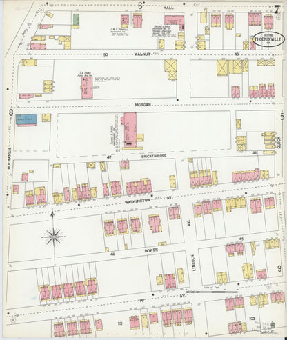 Sanborn Fire Insurance Map from Phoenixville, Chester County, Pennsylvania (1900), Sheet #0007 - Historic Sanborn Fire Insurance Map Print, vintage old map wall art, antique decor, genealogy gift, Pennsylvania Pennsylvania map