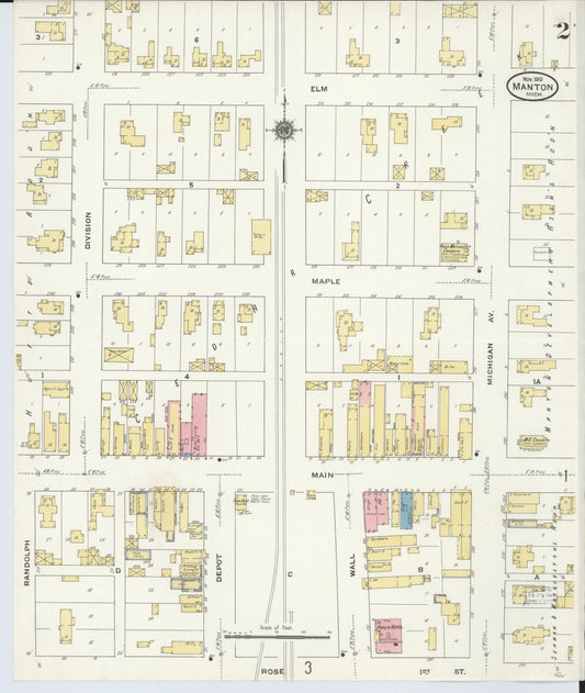 Sanborn Fire Insurance Map from Manton, Wexford County, Michigan (1910), Sheet #0002 - Historic Sanborn Fire Insurance Map Print, vintage old map wall art, antique decor, genealogy gift, Michigan Michigan map
