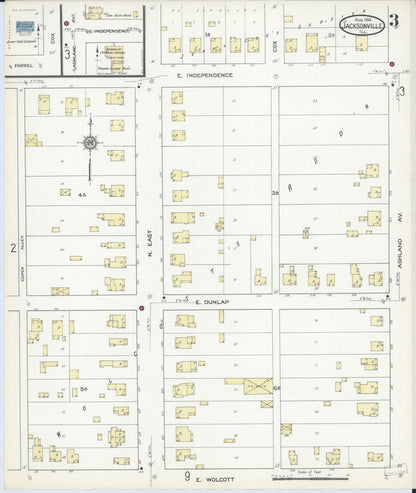 Sanborn Fire Insurance Map from Jacksonville, Morgan County, Illinois (1914), Sheet #0003 - Historic Sanborn Fire Insurance Map Print, vintage old map wall art, antique decor, genealogy gift, Illinois Illinois map