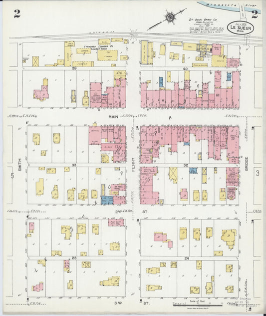 Sanborn Fire Insurance Map from Le Sueur, Le Sueur County, Minnesota (1924), Sheet #0002 - Historic Sanborn Fire Insurance Map Print, vintage old map wall art, antique decor, genealogy gift, Minnesota Minnesota map