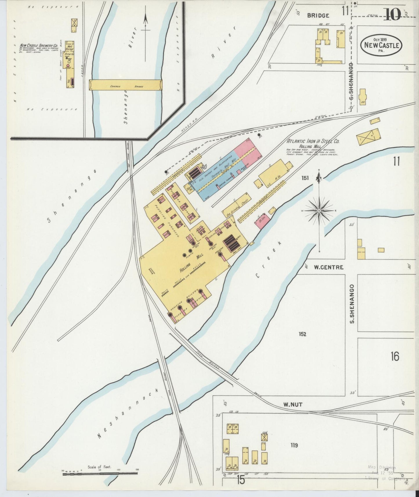 Sanborn Fire Insurance Map from New Castle, Lawrence County, Pennsylvania (1899), Sheet #0010 - Historic Sanborn Fire Insurance Map Print, vintage old map wall art, antique decor, genealogy gift, Pennsylvania Pennsylvania map