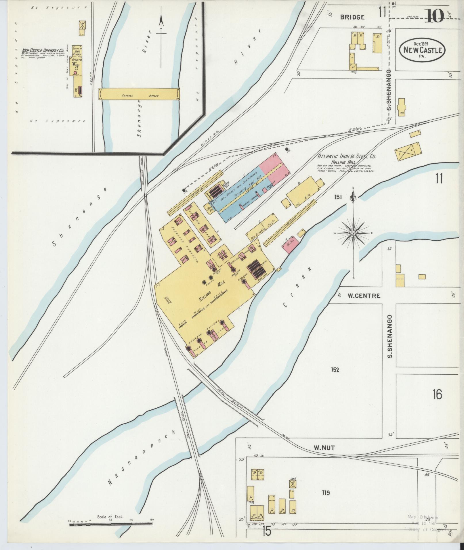 Sanborn Fire Insurance Map from New Castle, Lawrence County, Pennsylvania (1899), Sheet #0010 - Historic Sanborn Fire Insurance Map Print, vintage old map wall art, antique decor, genealogy gift, Pennsylvania Pennsylvania map