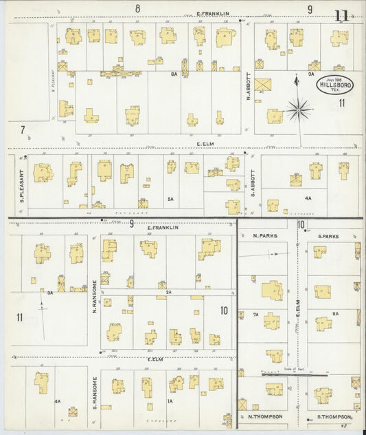 Sanborn Fire Insurance Map from Hillsboro, Hill County, Texas (1905), Sheet #0011 - Historic Sanborn Fire Insurance Map Print, vintage old map wall art, antique decor, genealogy gift, Texas Texas map