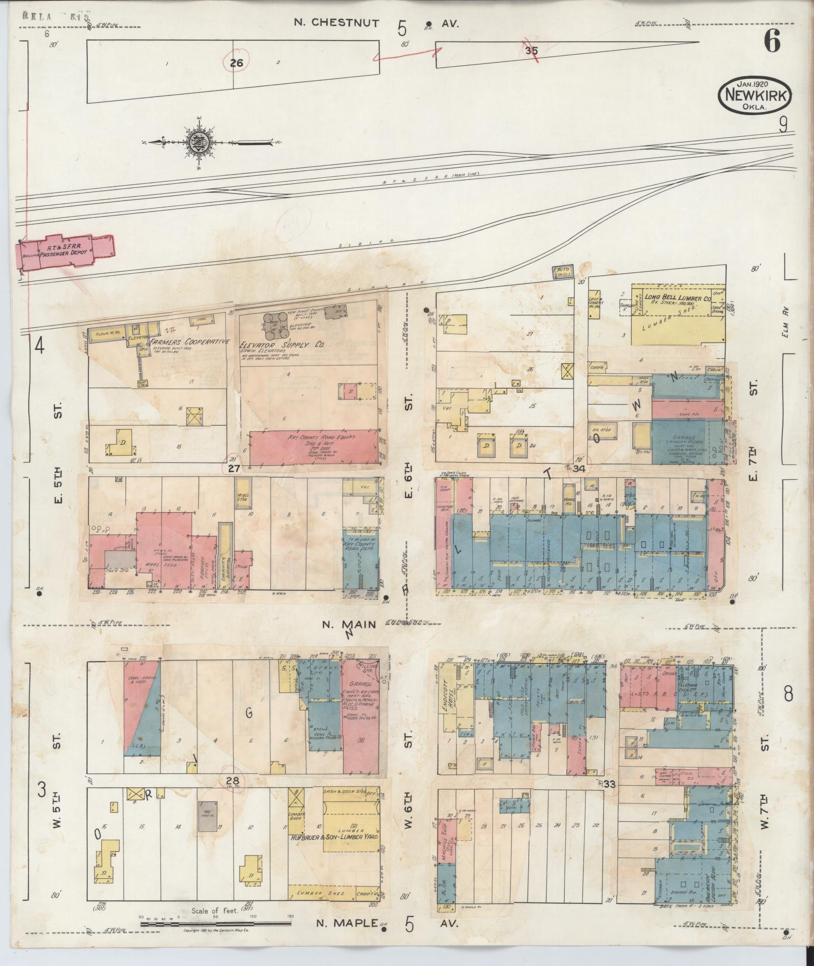 Sanborn Fire Insurance Map from Newkirk, Kay County, Oklahoma (1942), Sheet #0006 - Complete Map Set gallery image, historic Sanborn map, vintage wall art, Oklahoma Oklahoma