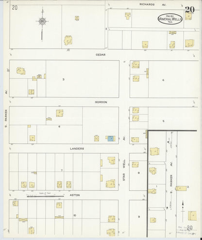 Sanborn Fire Insurance Map from Mineral Wells, Palo Pinto County, Texas (1912), Sheet #0020 - Complete Map Set gallery image, historic Sanborn map, vintage wall art, Texas Texas