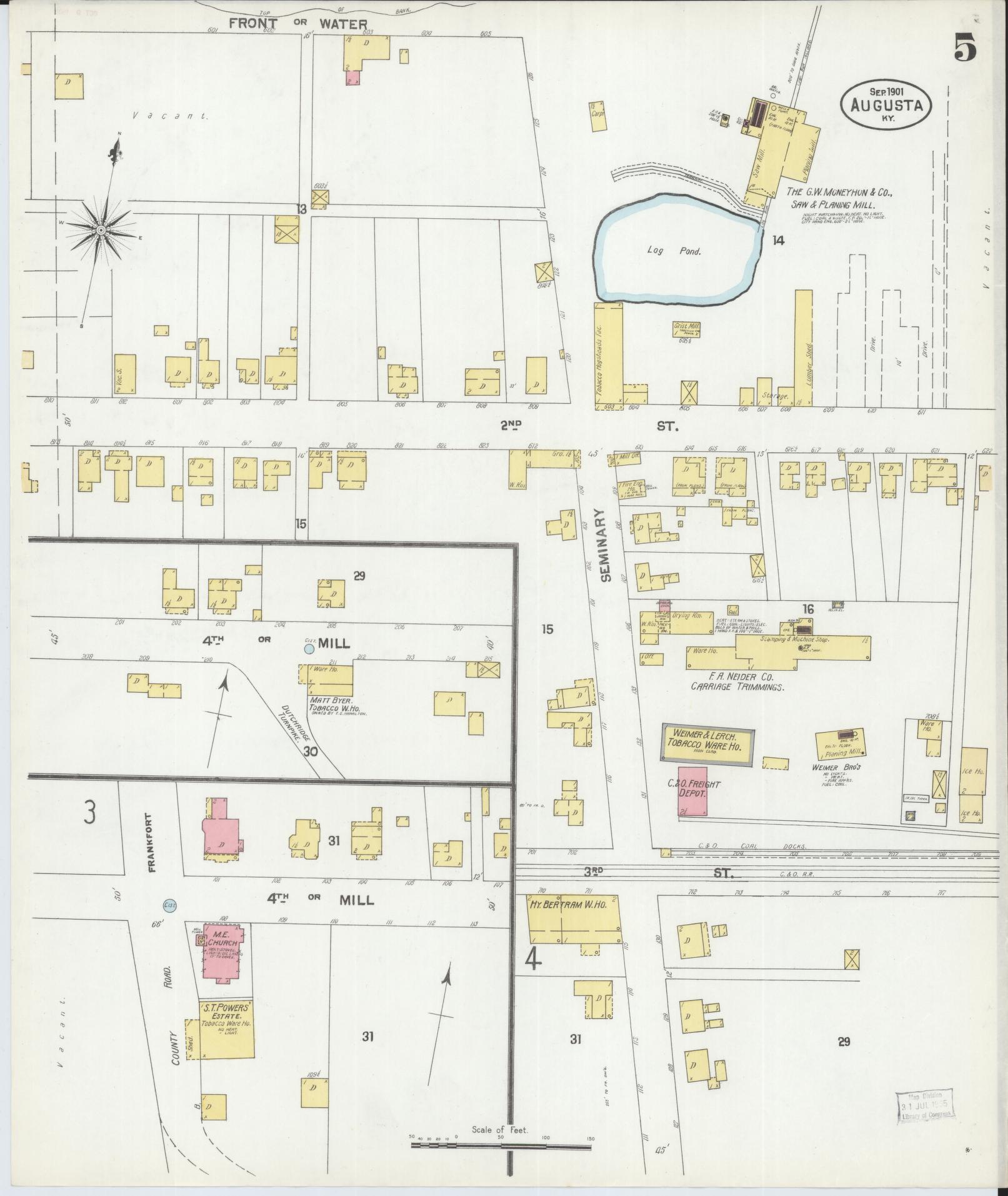 Sanborn Fire Insurance Map from Augusta, Bracken County, Kentucky (1901), Sheet #0005 - Complete Map Set gallery image, historic Sanborn map, vintage wall art, Kentucky Kentucky