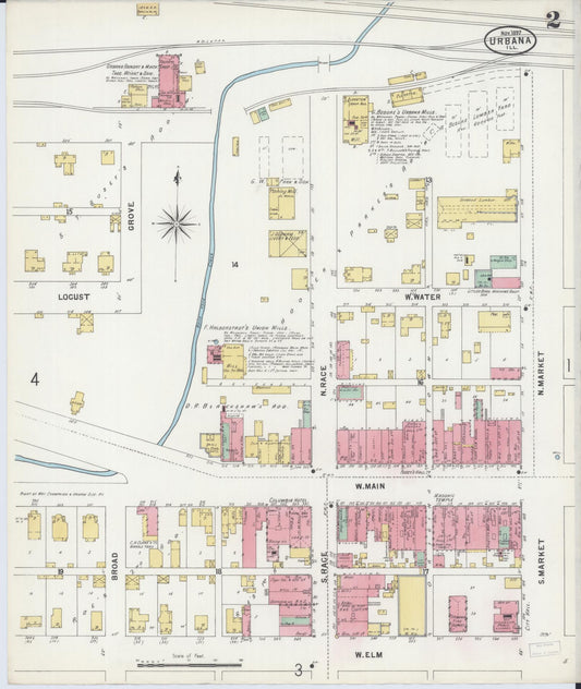 Sanborn Fire Insurance Map from Urbana, Champaign County, Illinois (1897), Sheet #0002 - Historic Sanborn Fire Insurance Map Print, vintage old map wall art, antique decor, genealogy gift, Illinois Illinois map