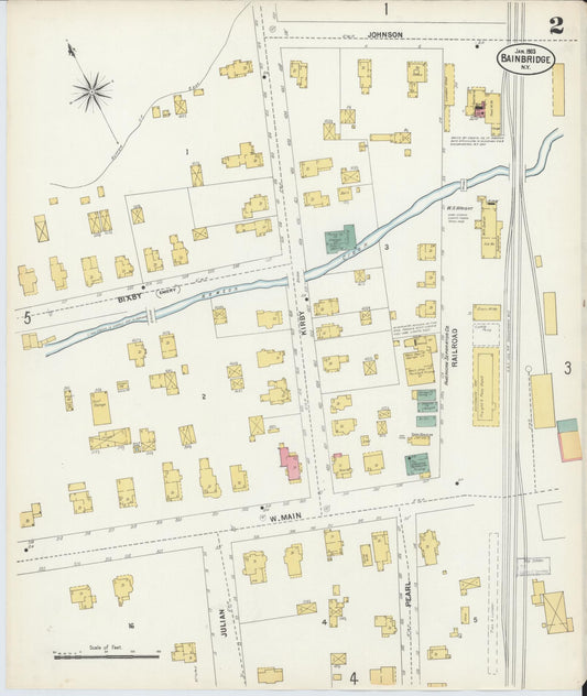 Sanborn Fire Insurance Map from Bainbridge, Chenango County, New York (1903), Sheet #0002 - Historic Sanborn Fire Insurance Map Print, vintage old map wall art, antique decor, genealogy gift, New York New York map