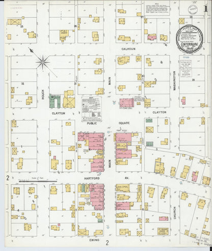 Sanborn Fire Insurance Map from Centerburg, Knox County, Ohio (1900), Sheet #0001 - Historic Sanborn Fire Insurance Map Print, vintage old map wall art, antique decor, genealogy gift, Ohio Ohio map
