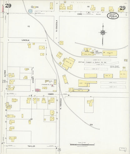Sanborn Fire Insurance Map from Ocala, Marion County, Florida (1924), Sheet #0029 - Complete Map Set gallery image, historic Sanborn map, vintage wall art, Florida Florida