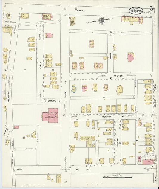Sanborn Fire Insurance Map from Verona, Allegheny County, Pennsylvania (1911), Sheet #0005 - Historic Sanborn Fire Insurance Map Print, vintage old map wall art, antique decor, genealogy gift, Pennsylvania Pennsylvania map