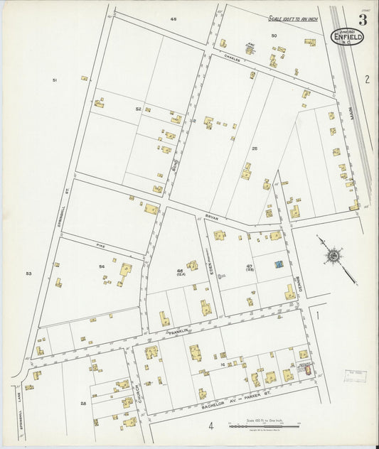 Sanborn Fire Insurance Map from Enfield, Halifax County, North Carolina (1921), Sheet #0003 - Historic Sanborn Fire Insurance Map Print, vintage old map wall art, antique decor, genealogy gift, North Carolina North Carolina map