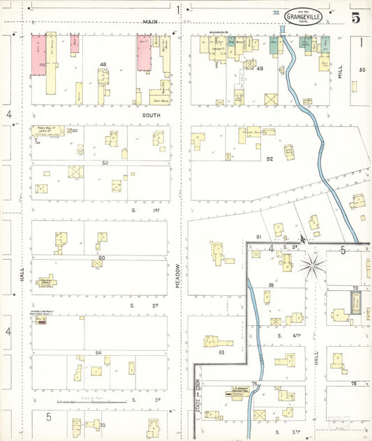 Sanborn Fire Insurance Map from Grangeville, Idaho County, Idaho (1901), Sheet #0005 - Historic Sanborn Fire Insurance Map Print, vintage old map wall art, antique decor, genealogy gift, Grangeville Idaho map