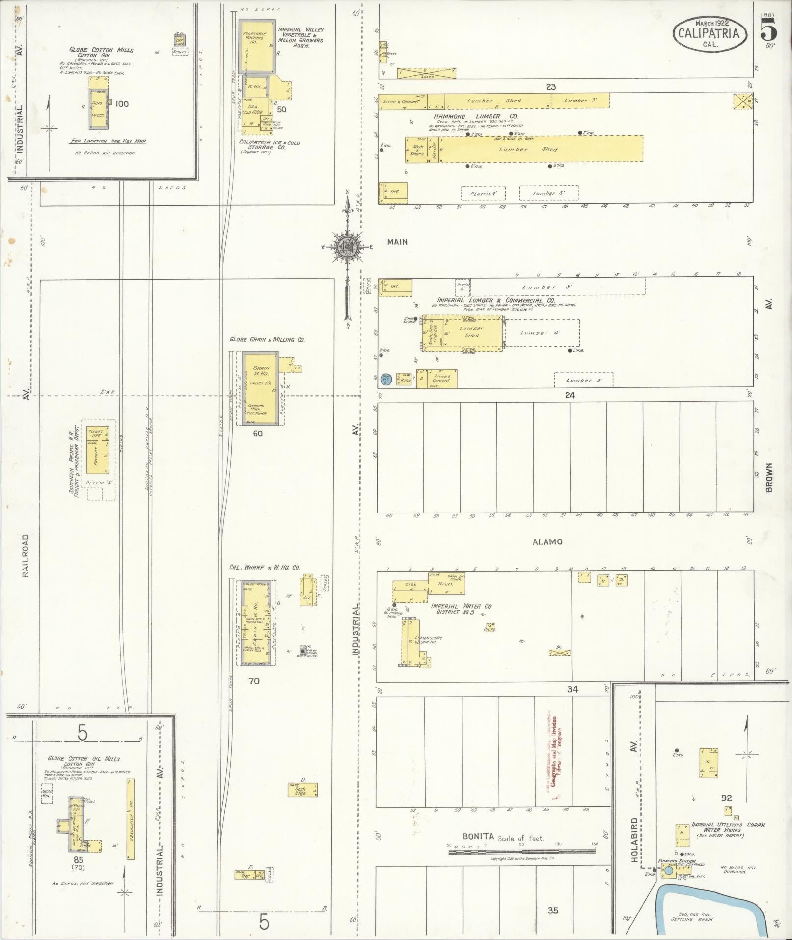 Sanborn Fire Insurance Map from Calipatria, Imperial County, California (1922), Sheet #0005 - Historic Sanborn Fire Insurance Map Print, vintage old map wall art, antique decor, genealogy gift, California California map