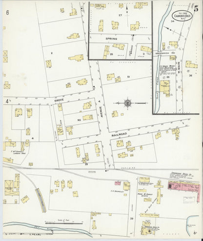 Sanborn Fire Insurance Map from Cambridge, Washington County, New York (1910), Sheet #0005 - Historic Sanborn Fire Insurance Map Print, vintage old map wall art, antique decor, genealogy gift, New York New York map