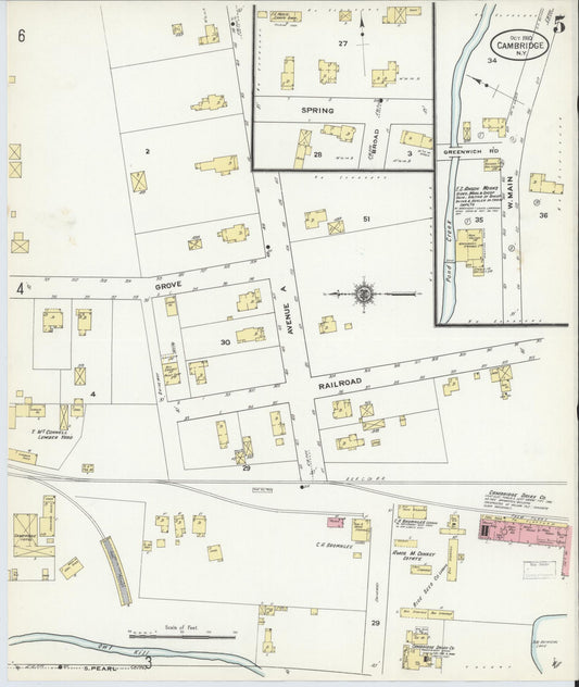 Sanborn Fire Insurance Map from Cambridge, Washington County, New York (1910), Sheet #0005 - Historic Sanborn Fire Insurance Map Print, vintage old map wall art, antique decor, genealogy gift, New York New York map
