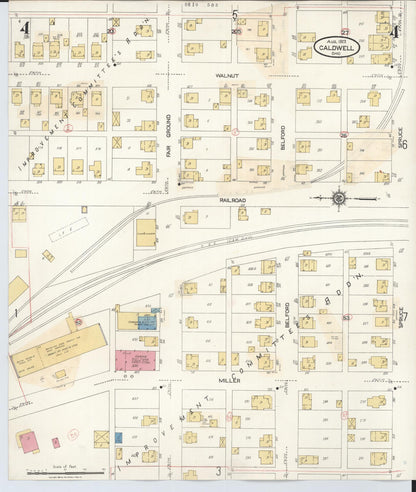 Sanborn Fire Insurance Map from Caldwell, Noble County, Ohio (1932), Sheet #0004 - Historic Sanborn Fire Insurance Map Print, vintage old map wall art, antique decor, genealogy gift, Ohio Ohio map