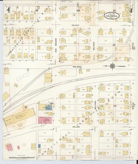 Sanborn Fire Insurance Map from Caldwell, Noble County, Ohio (1932), Sheet #0004 - Historic Sanborn Fire Insurance Map Print, vintage old map wall art, antique decor, genealogy gift, Ohio Ohio map