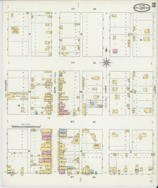 Sanborn Fire Insurance Map from Stillwater, Payne County, Oklahoma (1895), Sheet #0002 - Historic Sanborn Fire Insurance Map Print, vintage old map wall art, antique decor, genealogy gift, Oklahoma Oklahoma map
