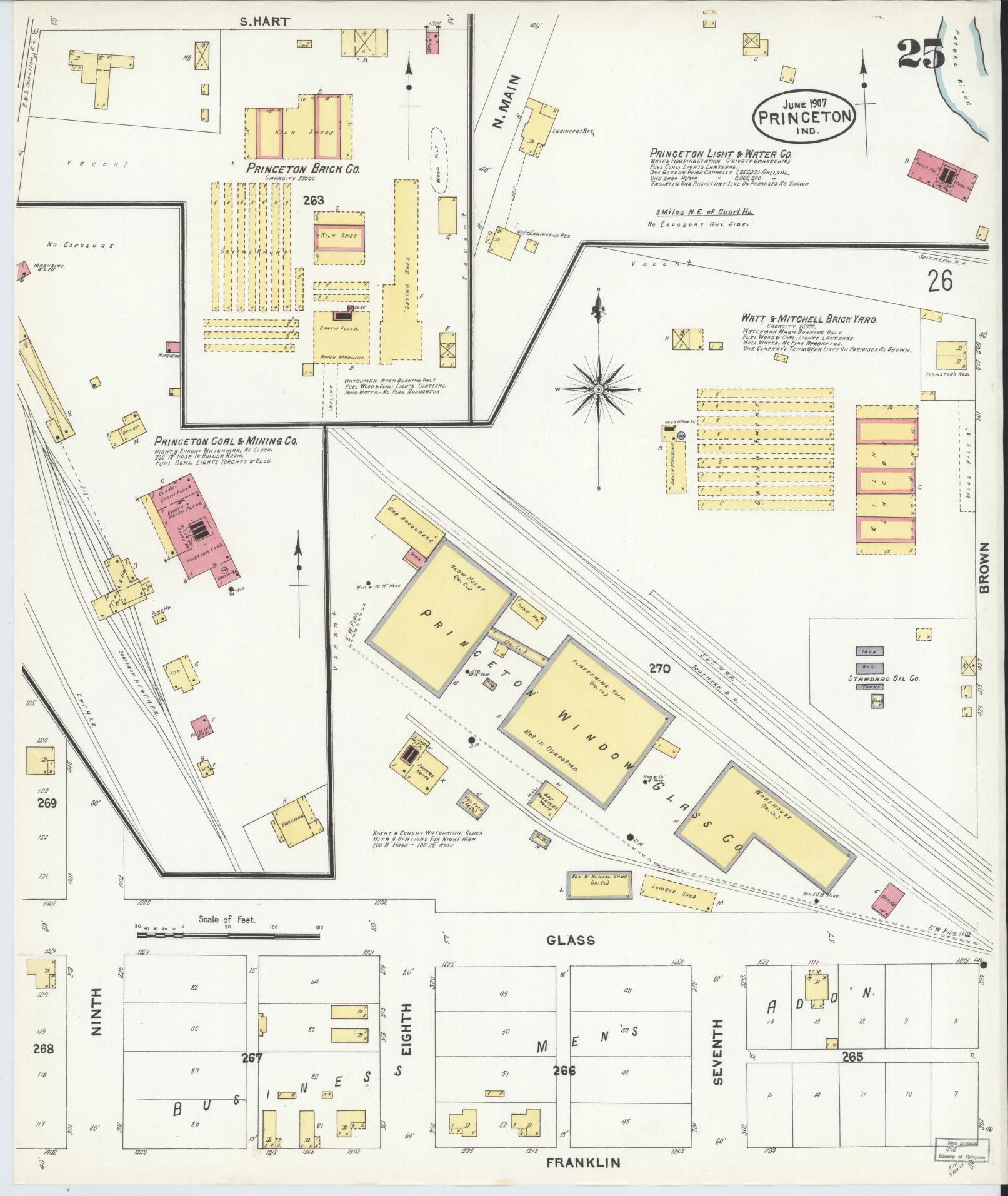 Sanborn Fire Insurance Map from Princeton, Gibson County, Indiana (1907), Sheet #0025 - Complete Map Set gallery image, historic Sanborn map, vintage wall art, Indiana Indiana
