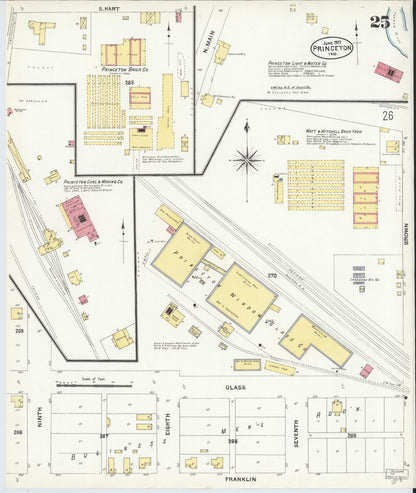 Sanborn Fire Insurance Map from Princeton, Gibson County, Indiana (1907), Sheet #0025 - Complete Map Set gallery image, historic Sanborn map, vintage wall art, Indiana Indiana