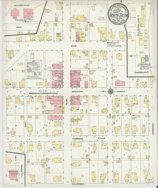 Sanborn Fire Insurance Map from North Salem, Hendricks County, Indiana (1910), Sheet #0001 - Historic Sanborn Fire Insurance Map Print, vintage old map wall art, antique decor, genealogy gift, Indiana Indiana map