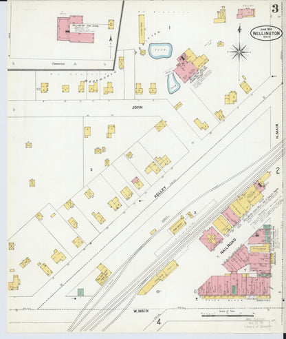 Sanborn Fire Insurance Map from Wellington, Lorain County, Ohio (1904), Sheet #0003 - Historic Sanborn Fire Insurance Map Print, vintage old map wall art, antique decor, genealogy gift, Ohio Ohio map