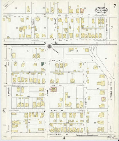 Sanborn Fire Insurance Map from Philipsburg, Centre County, Pennsylvania (1910), Sheet #0007 - Complete Map Set gallery image, historic Sanborn map, vintage wall art, Pennsylvania Pennsylvania