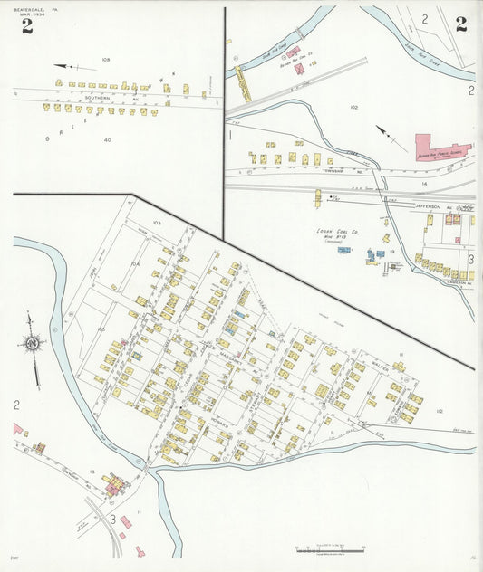 Sanborn Fire Insurance Map from Beaverdale, Cambria County, Pennsylvania (1934), Sheet #0002 - Historic Sanborn Fire Insurance Map Print, vintage old map wall art, antique decor, genealogy gift, Pennsylvania Pennsylvania map
