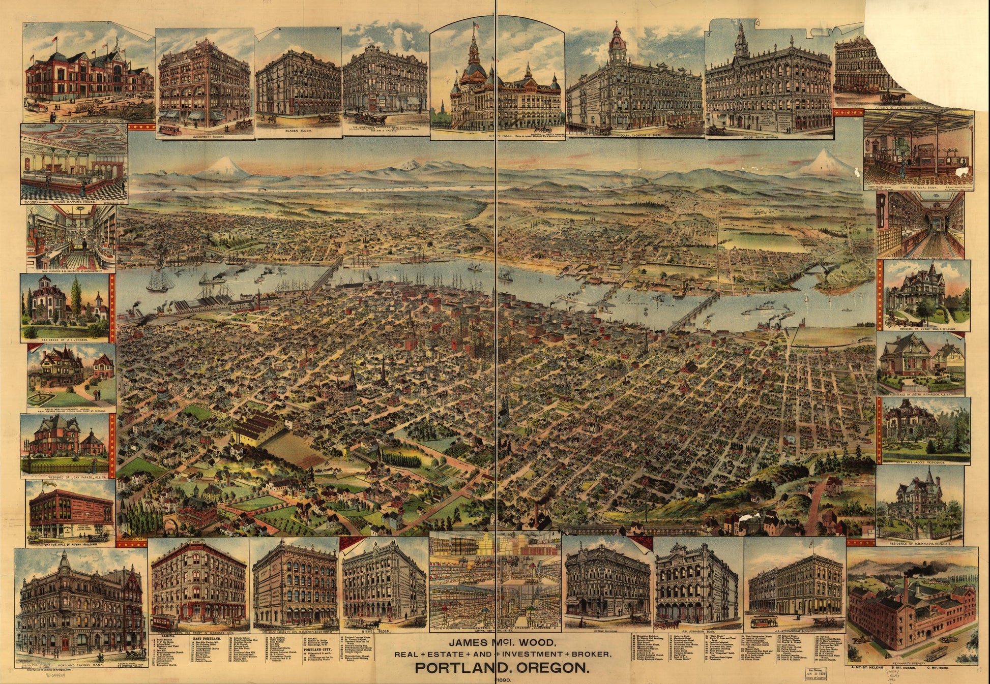 Portland, Oregon 1890. (1890) – Historic Bird’s-Eye View Panorama Print