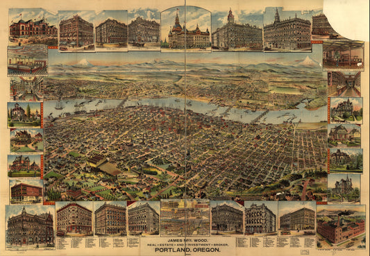 Portland, Oregon 1890. (1890) – Historic Bird’s-Eye View Panorama Print
