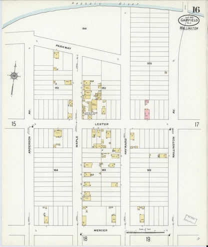 Sanborn Fire Insurance Map from Garfield, Bergen County, New Jersey (1910), Sheet #0016 - Complete Map Set gallery image, historic Sanborn map, vintage wall art, New Jersey New Jersey