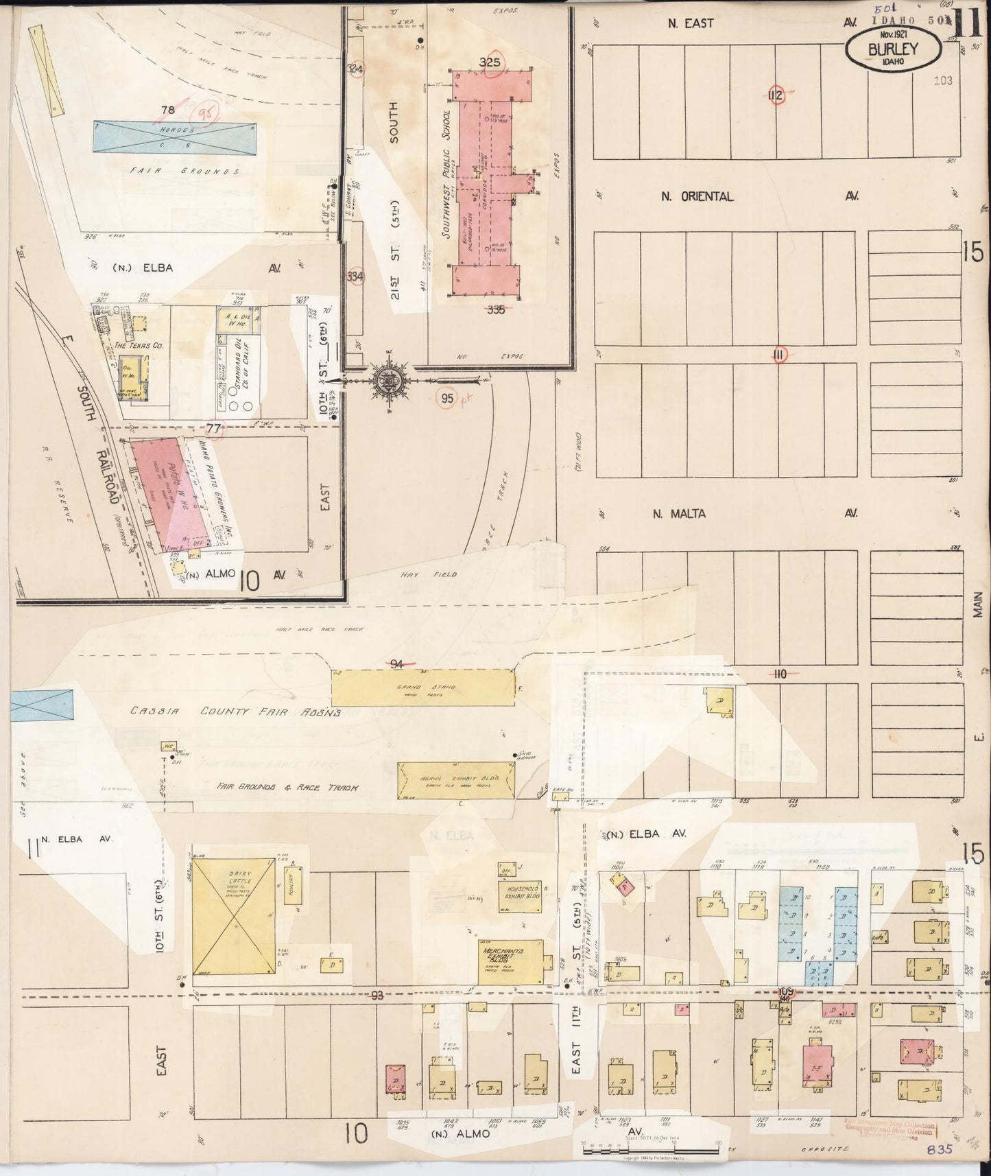 Sanborn Fire Insurance Map from Burley, Cassia County, Idaho (1949), Sheet #0011 - Complete Map Set gallery image, historic Sanborn map, vintage wall art, Idaho Idaho