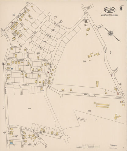 Sanborn Fire Insurance Map from Belmont, Middlesex County, Massachusetts (1922), Sheet #0008 - Complete Map Set gallery image, historic Sanborn map, vintage wall art, Massachusetts Massachusetts