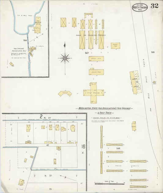 Sanborn Fire Insurance Map from North Yakima, Yakima County, Washington (1905), Sheet #0032 - Historic Sanborn Fire Insurance Map Print, vintage old map wall art, antique decor, genealogy gift, Washington Washington map