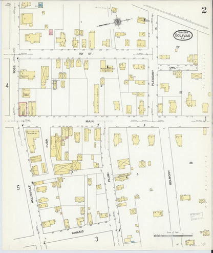 Sanborn Fire Insurance Map from Bolivar, Allegany County, New York (1909), Sheet #0002 - Historic Sanborn Fire Insurance Map Print, vintage old map wall art, antique decor, genealogy gift, New York New York map