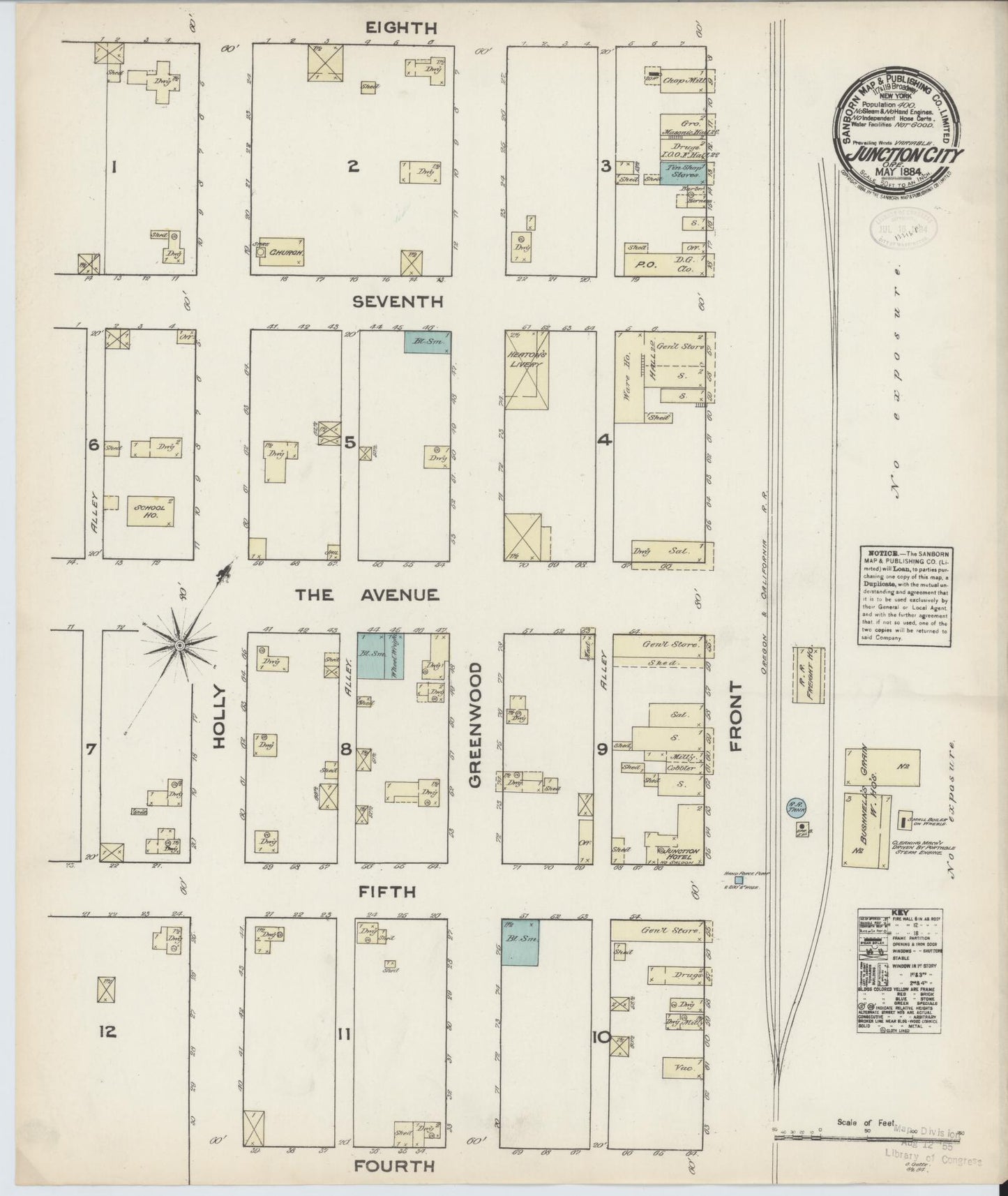 Sanborn Fire Insurance Map from Junction City, Lane County, Oregon (1884), Sheet #0001 - Historic Sanborn Fire Insurance Map Print, vintage old map wall art, antique decor, genealogy gift, Oregon Oregon map