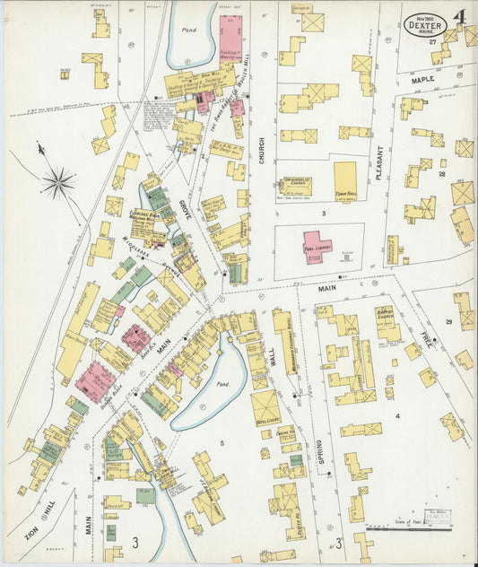 Sanborn Fire Insurance Map from Dexter, Penobscot County, Maine (1900), Sheet #0004 - Historic Sanborn Fire Insurance Map Print, vintage old map wall art, antique decor, genealogy gift, Maine Maine map