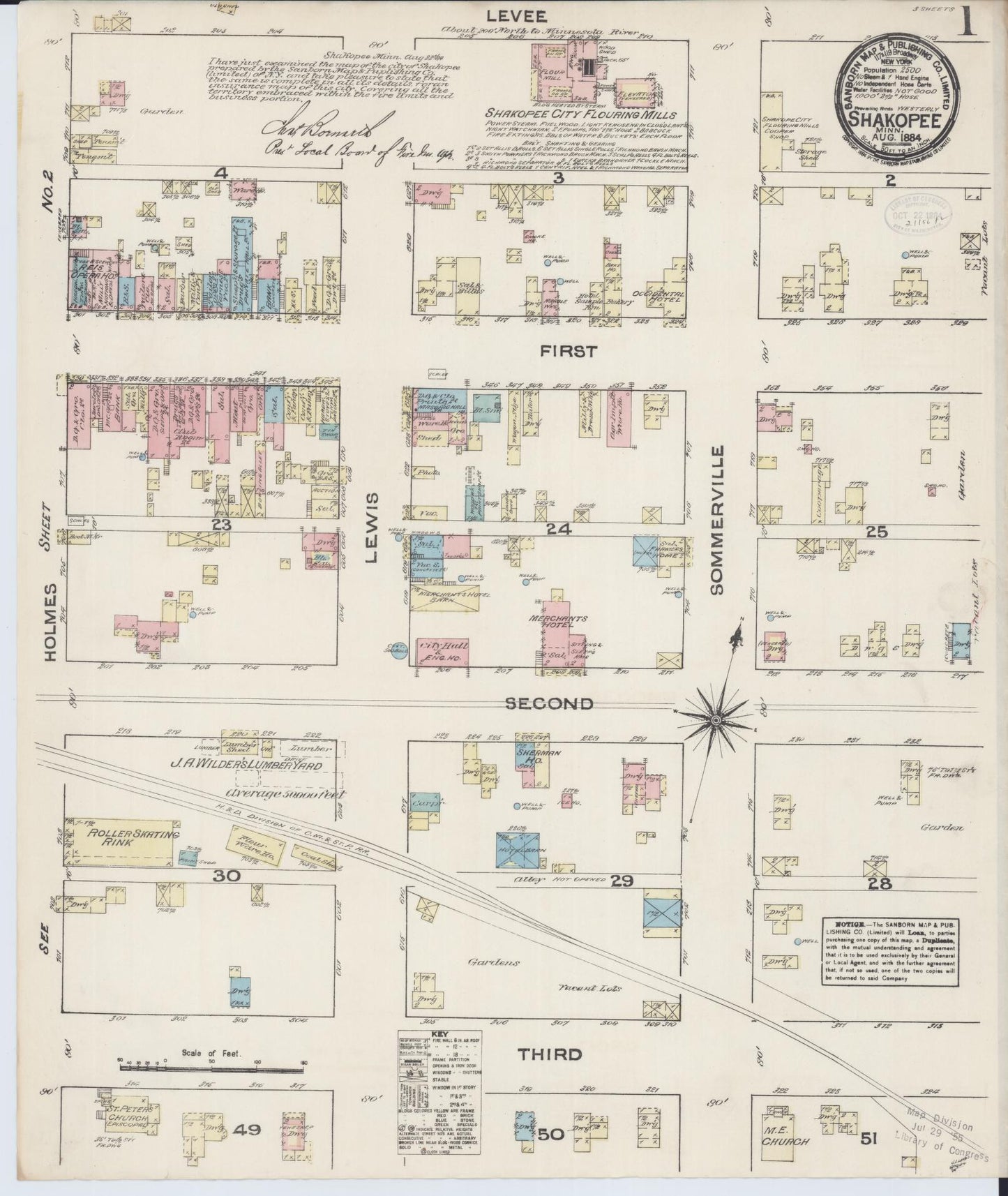 Sanborn Fire Insurance Map from Shakopee, Scott County, Minnesota (1884), Sheet #0001 - Complete Map Set gallery image, historic Sanborn map, vintage wall art, Minnesota Minnesota