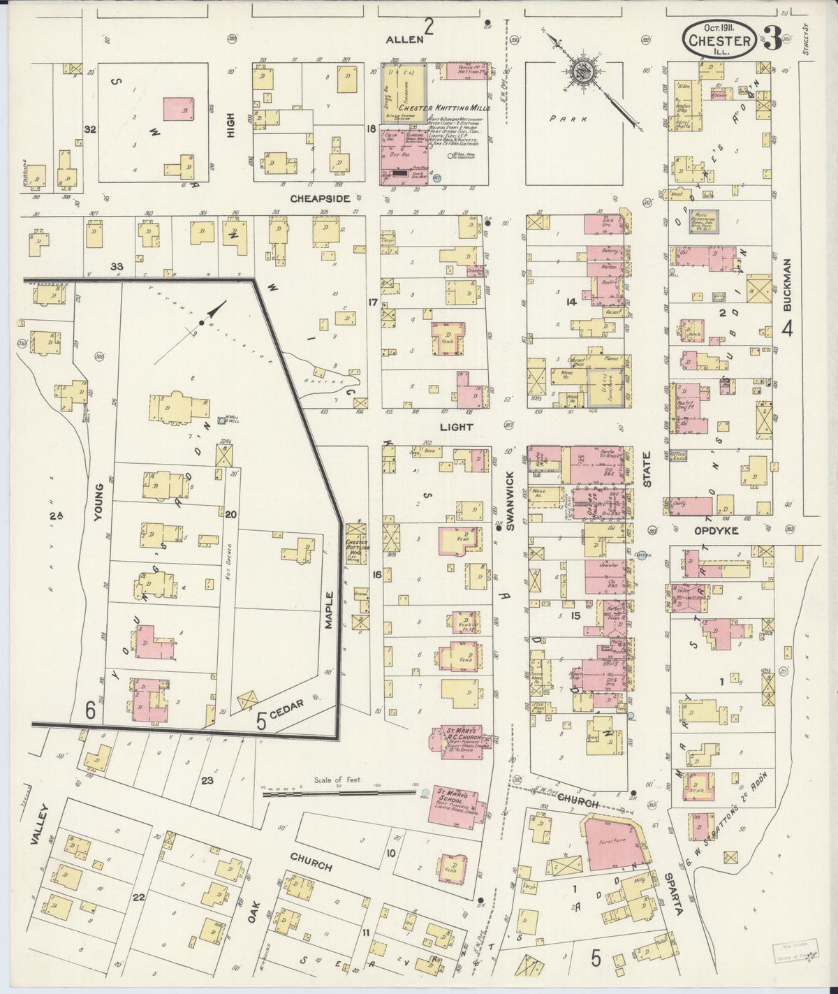 Sanborn Fire Insurance Map from Chester, Randolph County, Illinois (1911), Sheet #0003 - Complete Map Set gallery image, historic Sanborn map, vintage wall art, Illinois Illinois